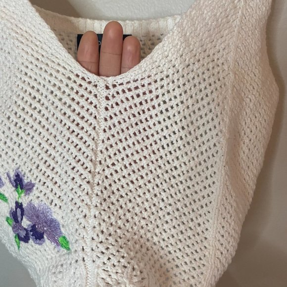 Topshop Crochet Knit White Crop Top - Picture 5 of 6